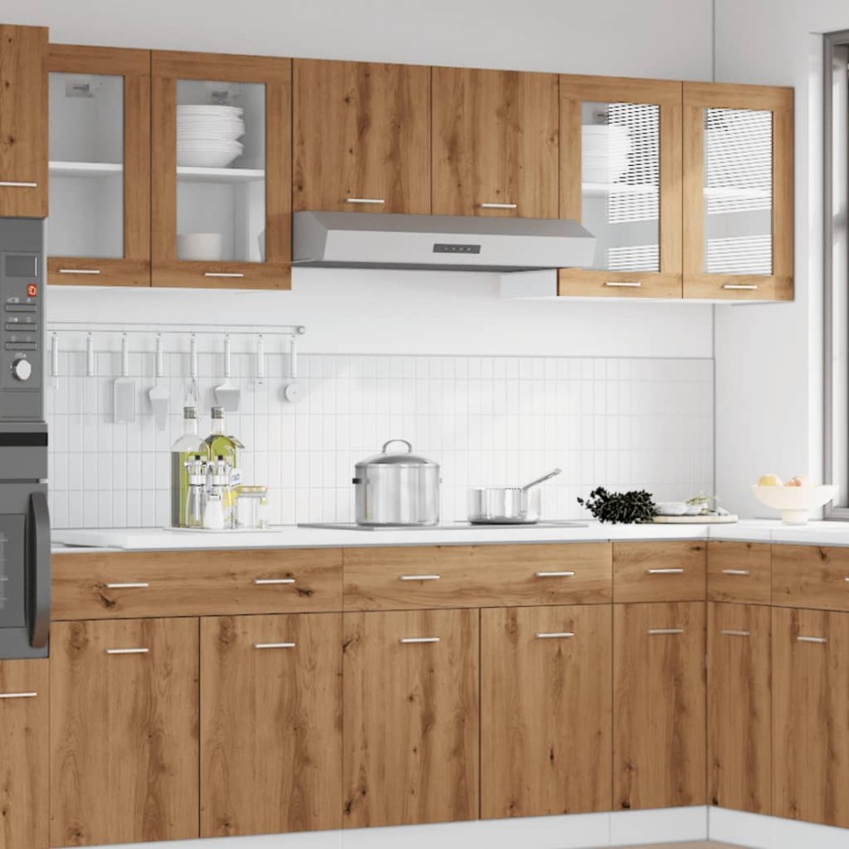 Armario vitrina colgante madera roble artisian 40x31x60