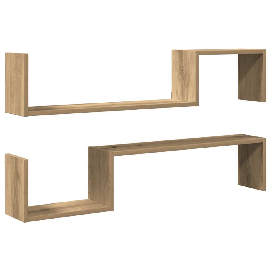 Estante de pared 2 uds madera roble artisan 100x15x20