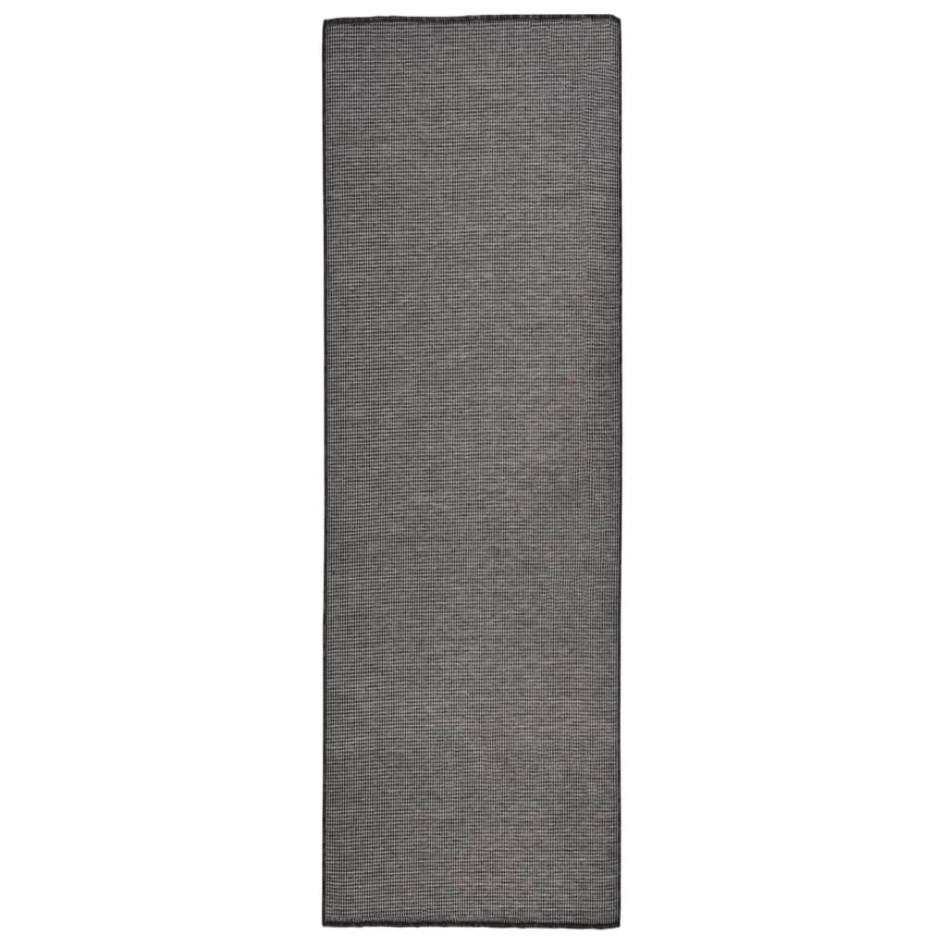 Alfombra de exterior de tejido plano gris 80x250