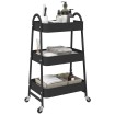 Carrito de almacenaje 3 niveles acero negro 42x41,5x77 cm