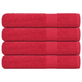 Toallas de sauna 4 uds 100% algodón rojo 80x200 cm 360