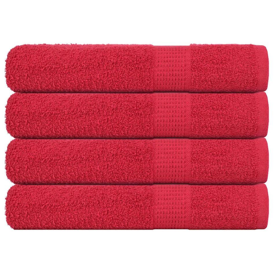 Toallas de sauna 4 uds 100% algodón rojo 80x200 cm 360