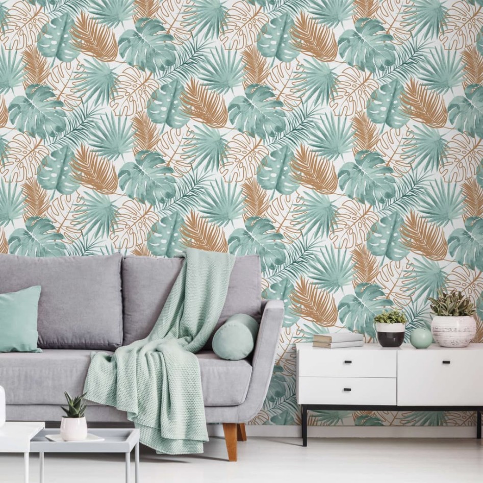 DUTCH WALLCOVERINGS Papel pintado hojas de monstera