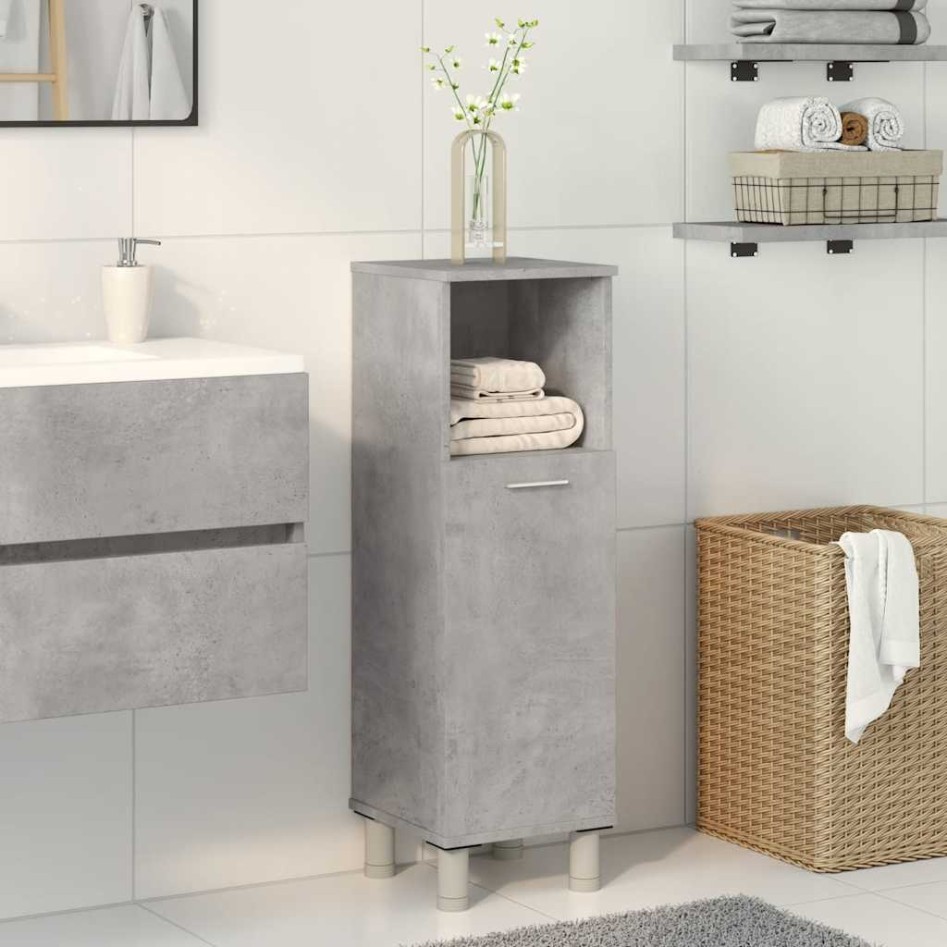 Armario de baño madera contrachapada gris 30x30x95