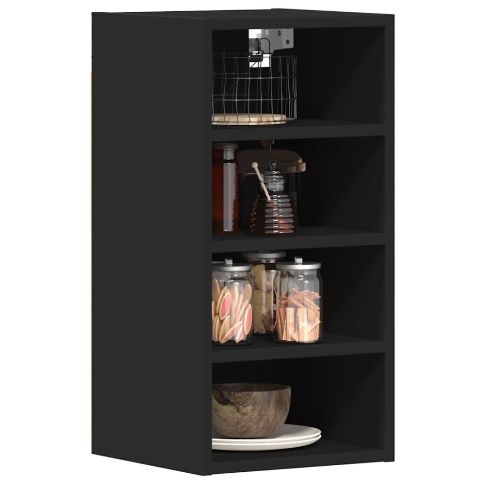 Armario colgante de cocina contrachapada negro 30x29,5x60