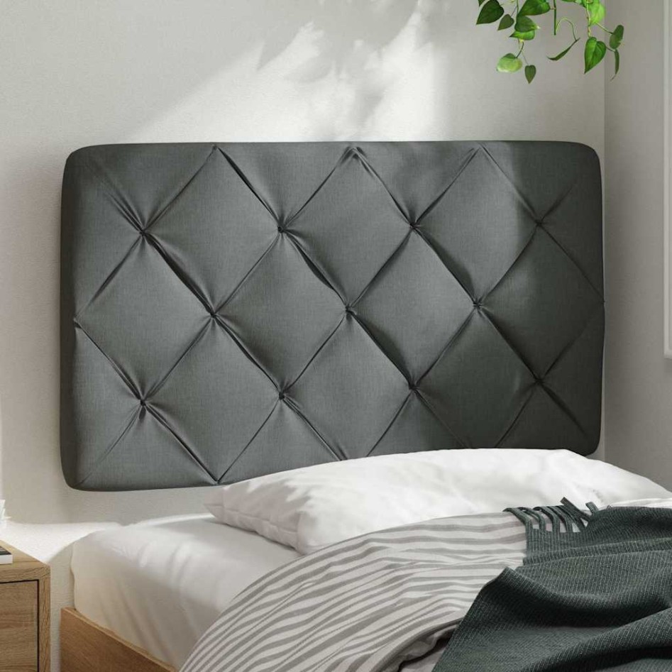 Cabecero de cama acolchado tela gris oscuro 80