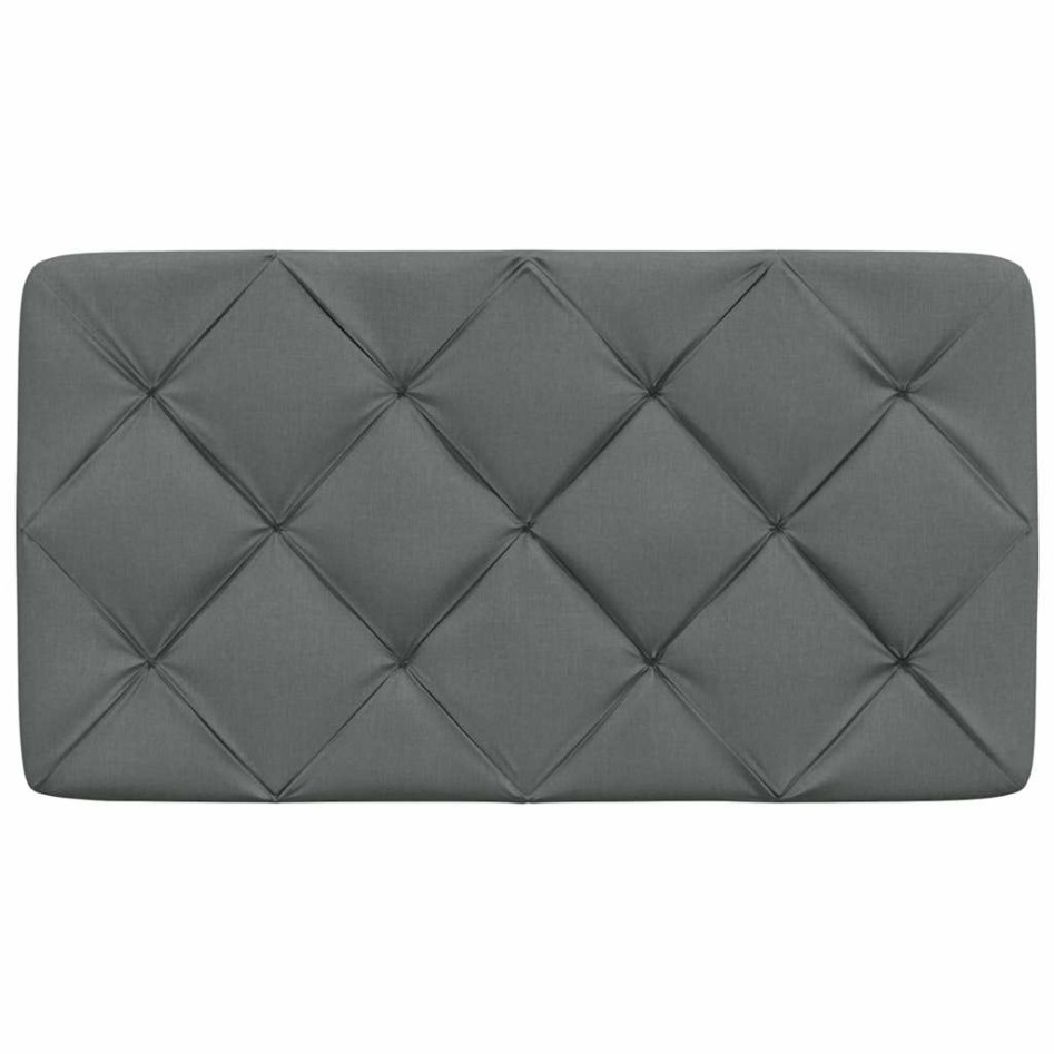 Cabecero de cama acolchado tela gris oscuro 90