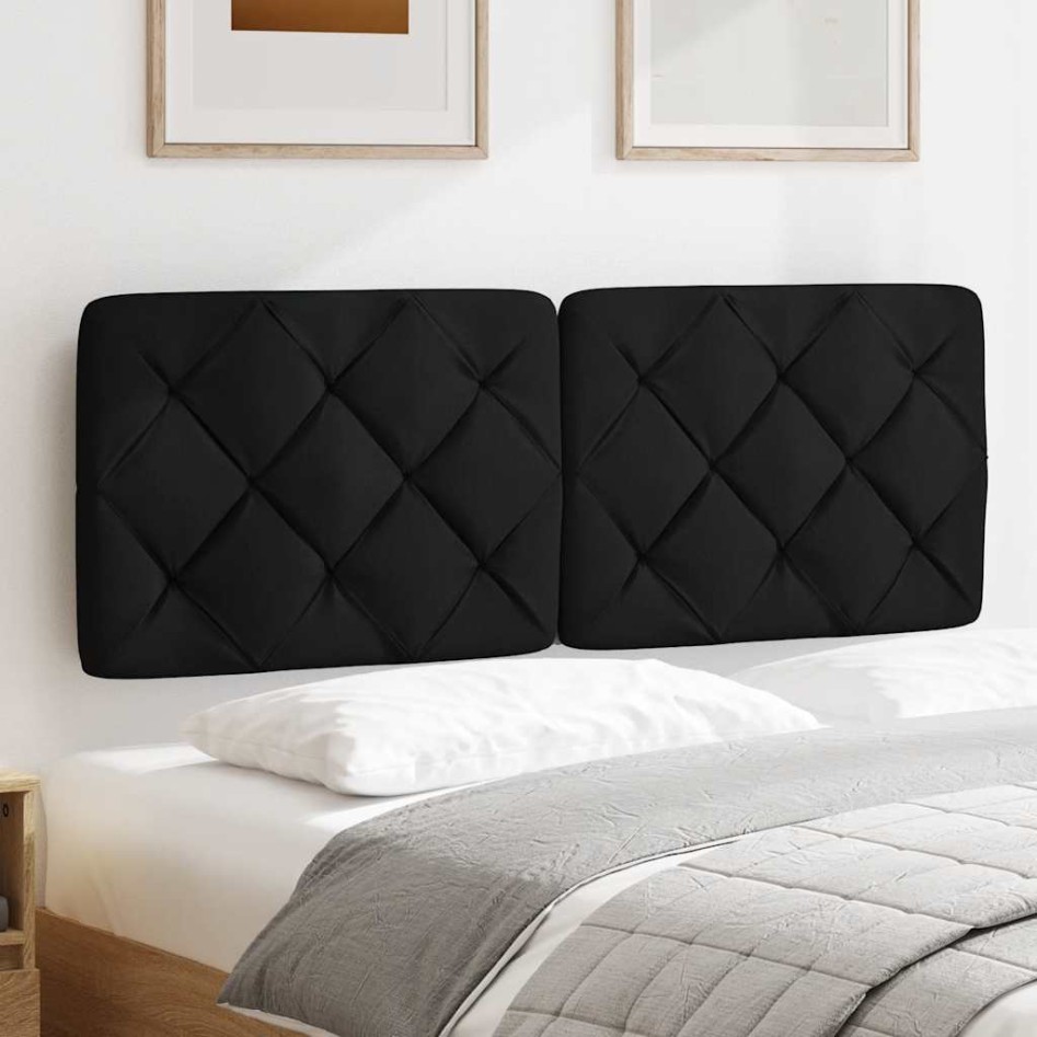 Cabecero de cama acolchado tela negro 140