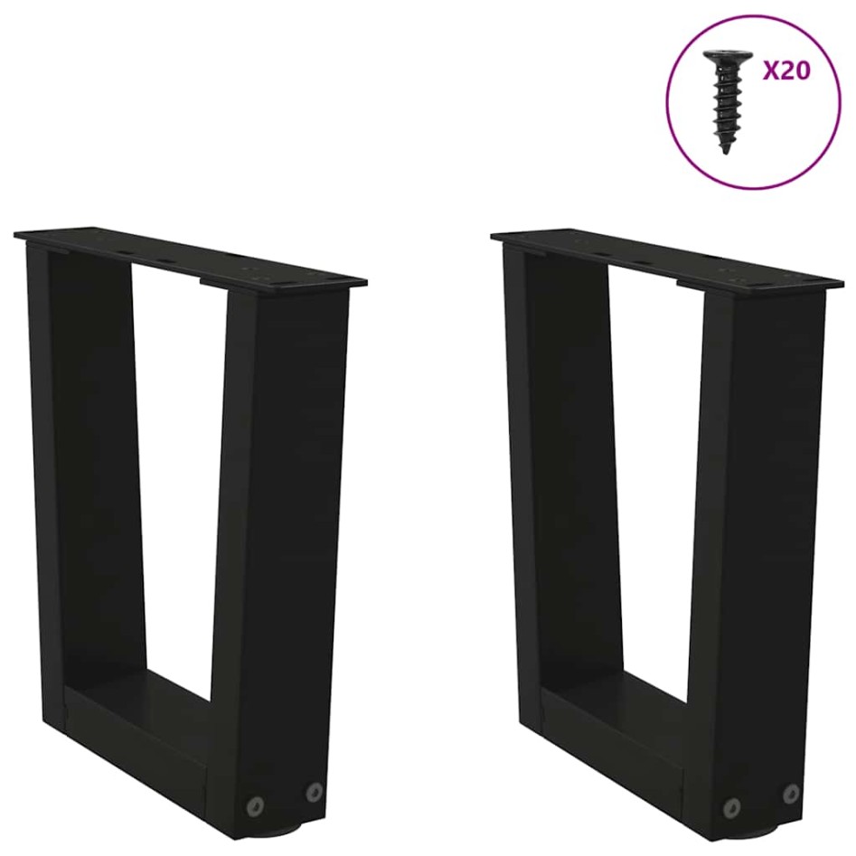 Patas para mesa de comedor forma V 2 uds negro 40x(30-31,3)