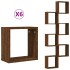 Estantes cubo de pared 6 unidades roble marrón 30x15x30