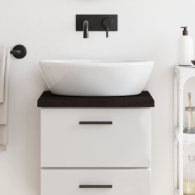 Encimera baño madera maciza tratada marrón oscuro
