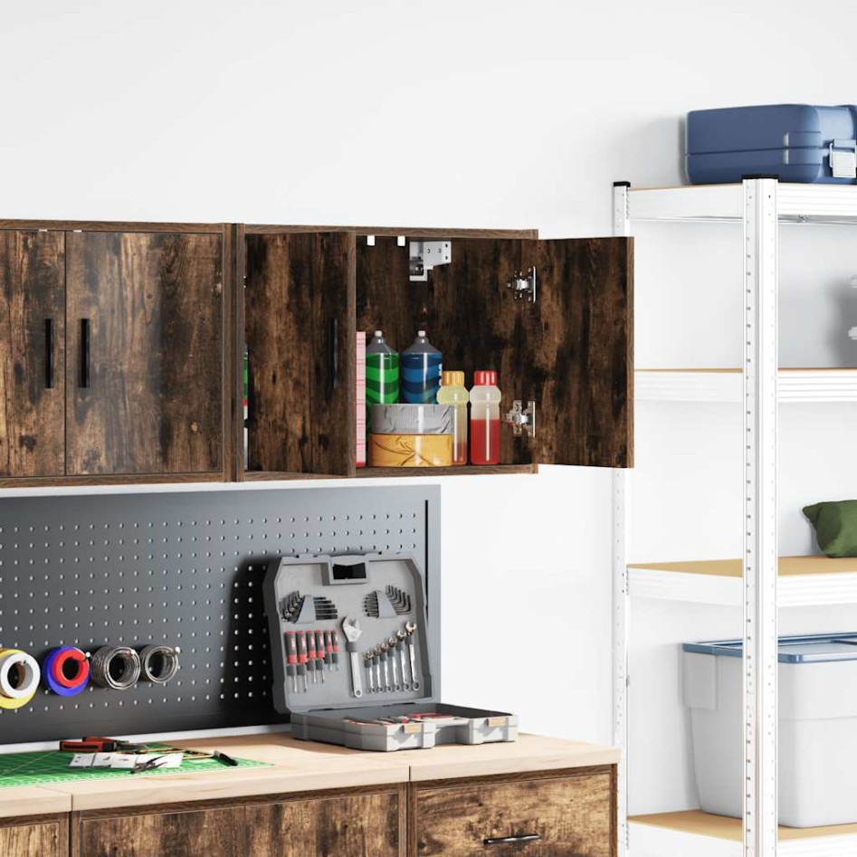 Armario de pared para garaje madera de ingeniería roble