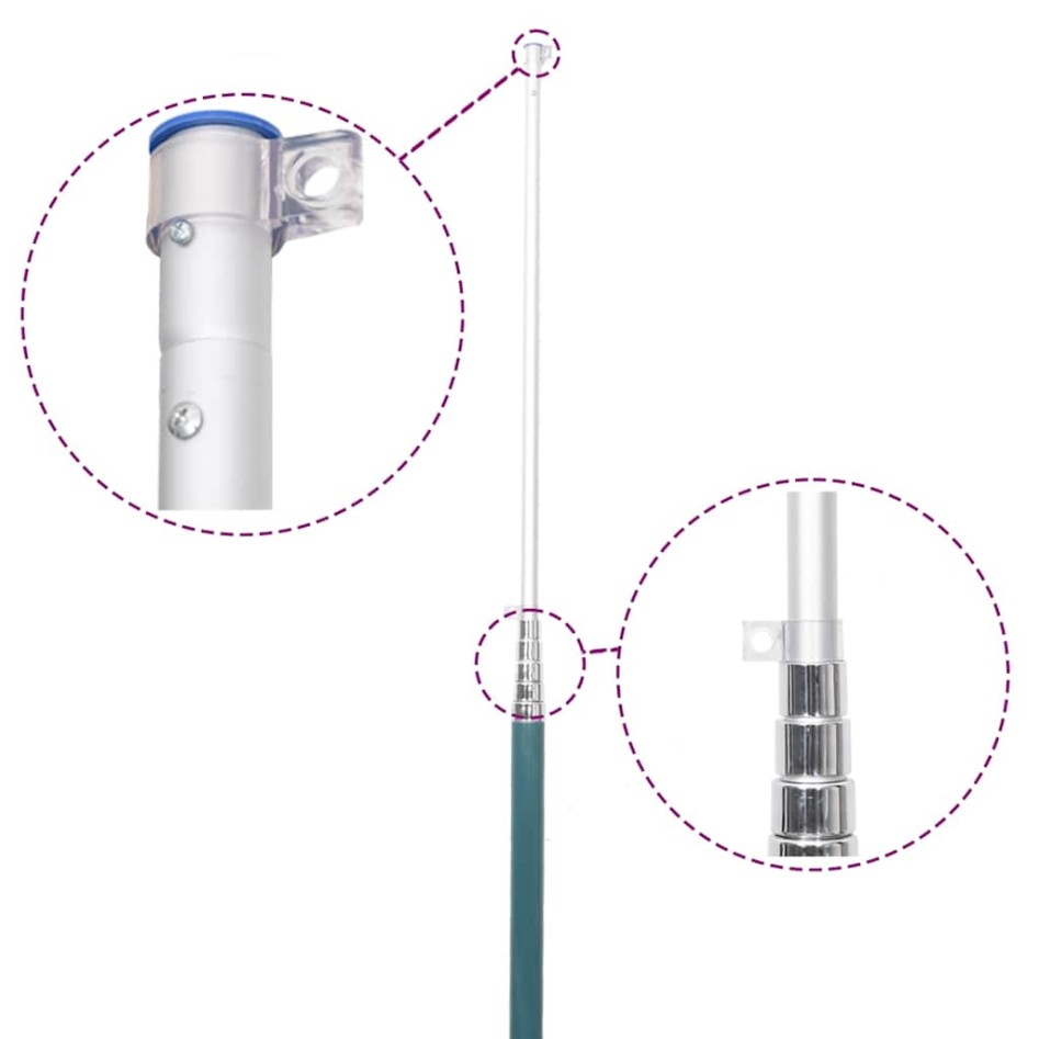 Mástil de bandera telescópico aluminio plateado 5,55