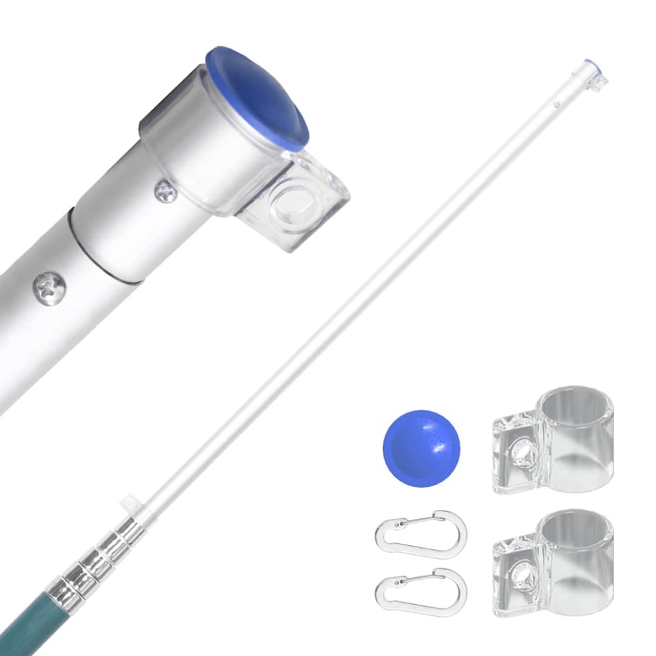 Mástil de bandera telescópico aluminio plateado 5,55