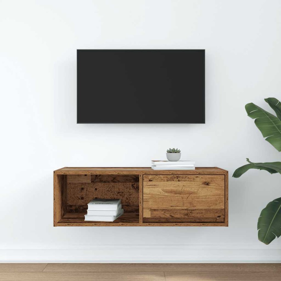Mueble para TV madera contrachapada envejecida 80x31x25,5
