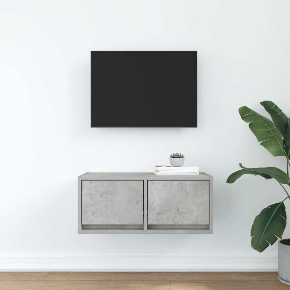 Mueble de TV madera de ingeniería gris hormigón 60x31x25,5