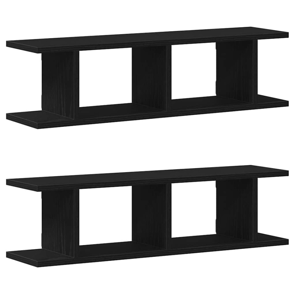 Estantes de pared 2uds roble negro 75x18x20cm madera