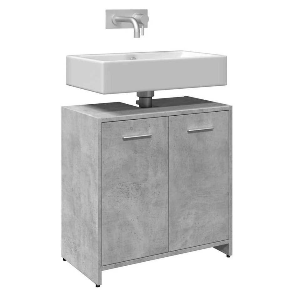 Armario lavabo baño madera ingeniería gris hormigón 60x33x60