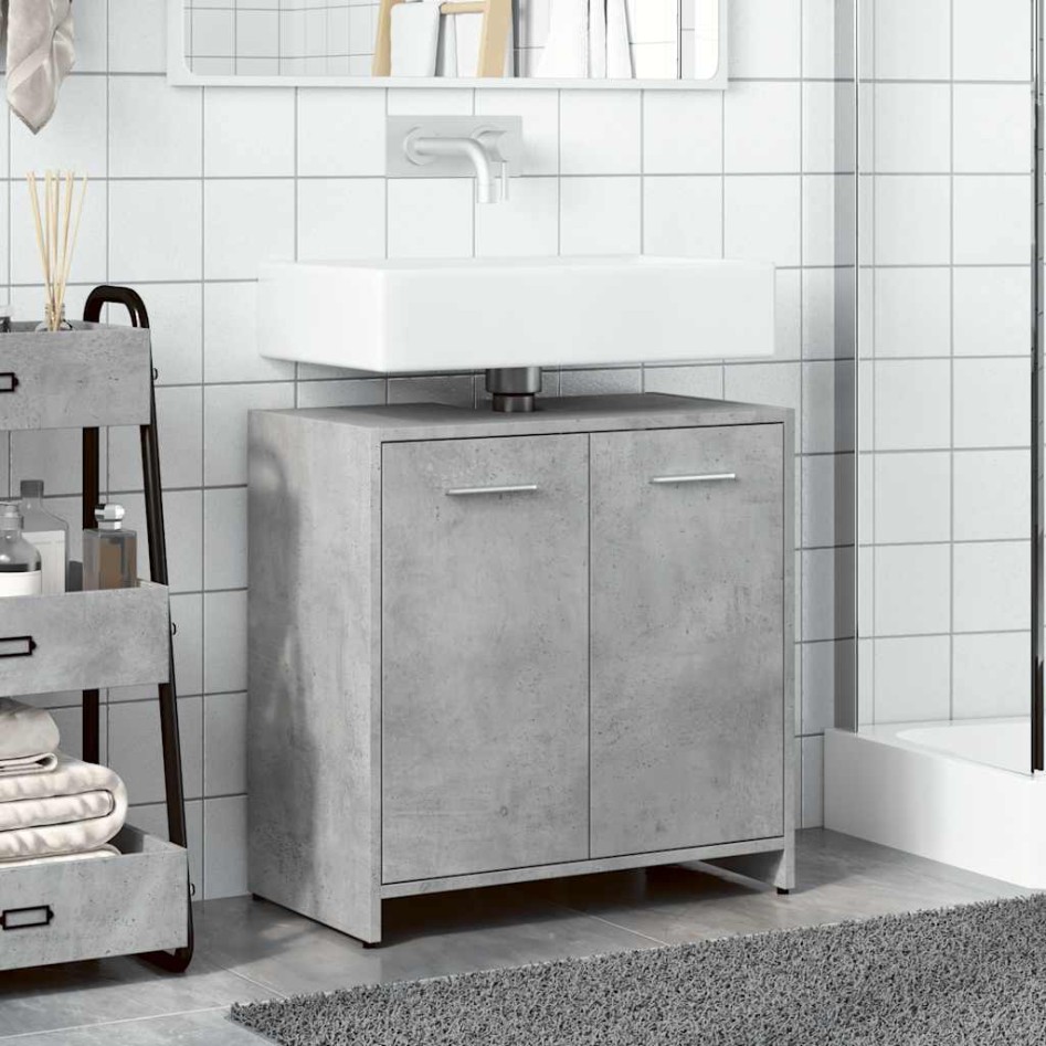 Armario lavabo baño madera ingeniería gris hormigón 60x33x60