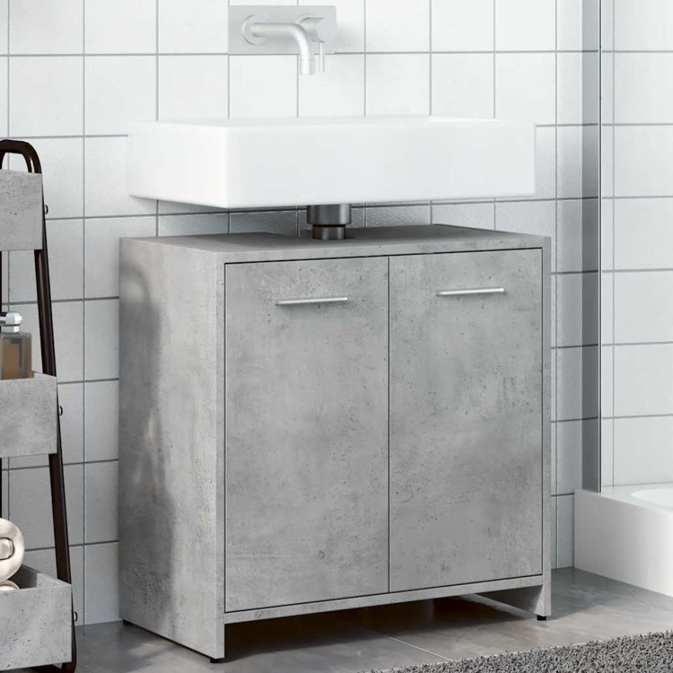 Armario lavabo baño madera ingeniería gris hormigón 60x33x60