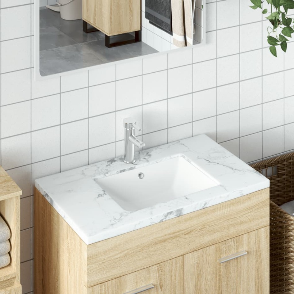 Lavabo de baño rectangular cerámica blanco 47,5x35x19,5
