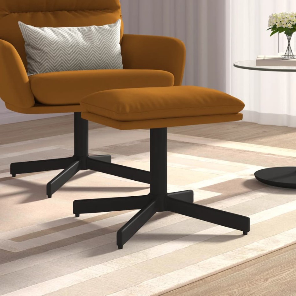 Reposapiés de terciopelo marrón 60x60x36