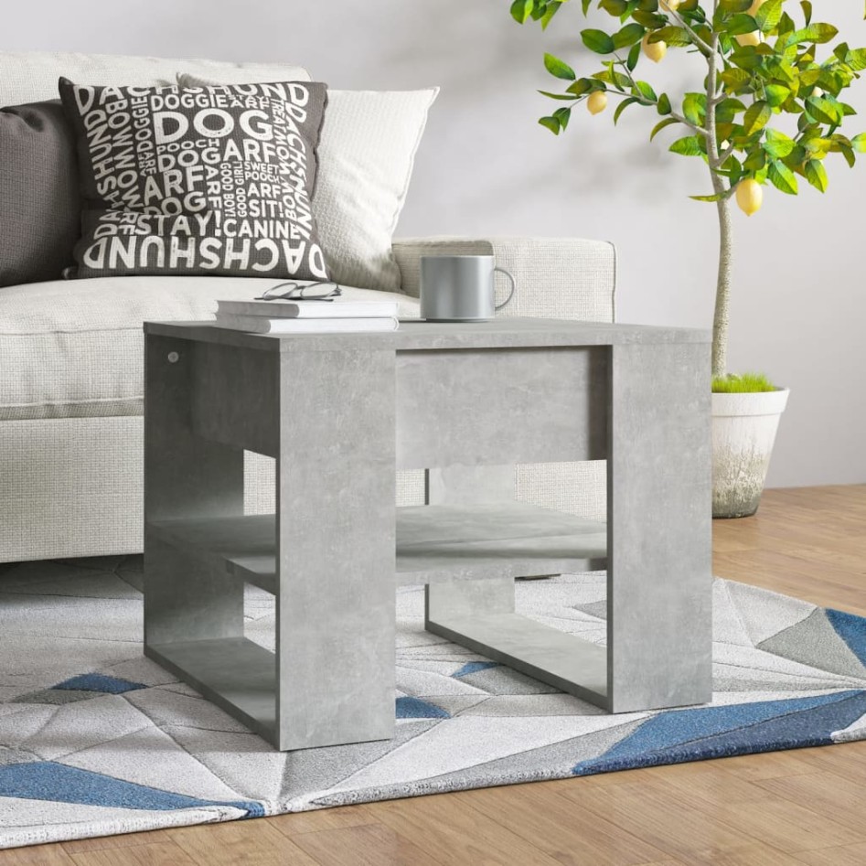 Mesa de centro madera de ingeniería gris hormigón 55,5x55x45