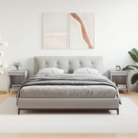 Mesita de noche 2 uds madera ingeniería gris Sonoma 40x35x50