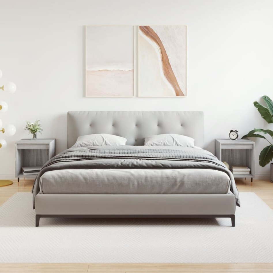 Mesita de noche 2 uds madera ingeniería gris Sonoma 40x35x50