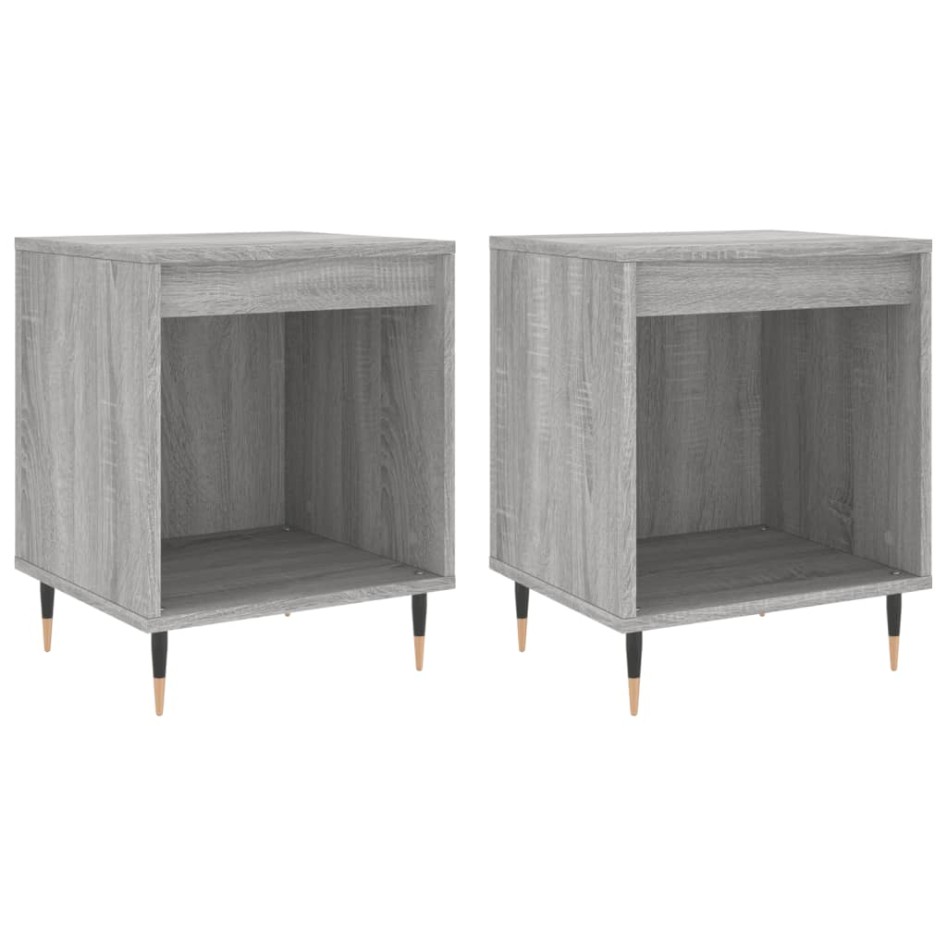Mesita de noche 2 uds madera ingeniería gris Sonoma 40x35x50