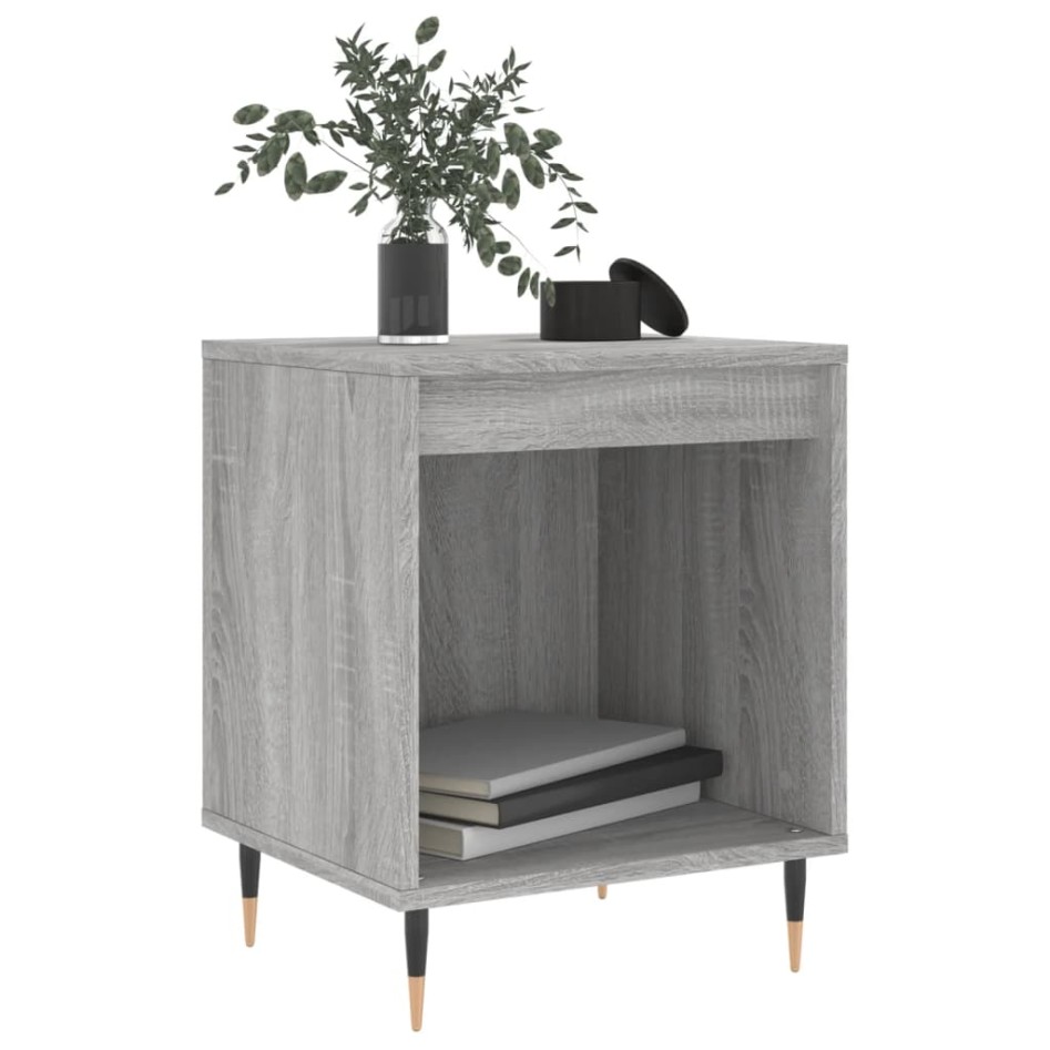 Mesita de noche 2 uds madera ingeniería gris Sonoma 40x35x50