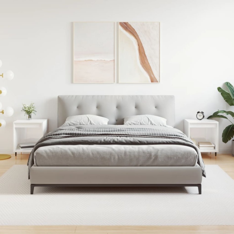 Mesitas noche 2 uds madera ingeniería blanco brillo 40x35x50