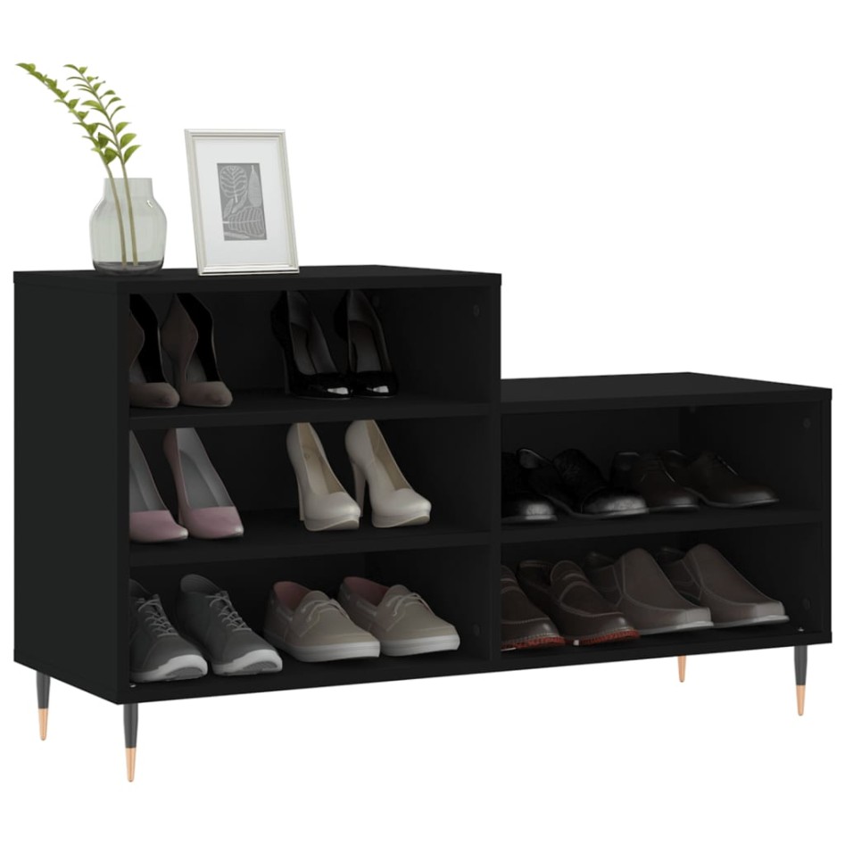 Mueble zapatero madera contrachapada negro 102x36x60