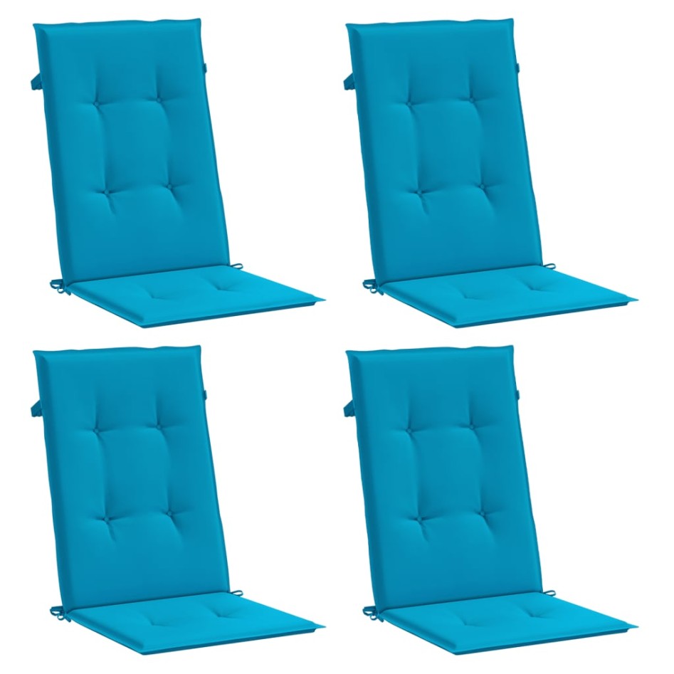 Cojín silla de jardín respaldo alto 4 uds tela azul 120x50x3