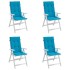 Cojín silla de jardín respaldo alto 4 uds tela azul 120x50x3