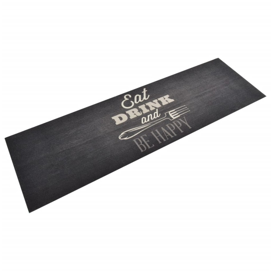 Alfombra de cocina lavable terciopelo negro 60x180