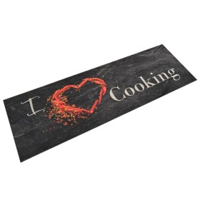 Alfombra de cocina lavable terciopelo Cooking negro 60x180