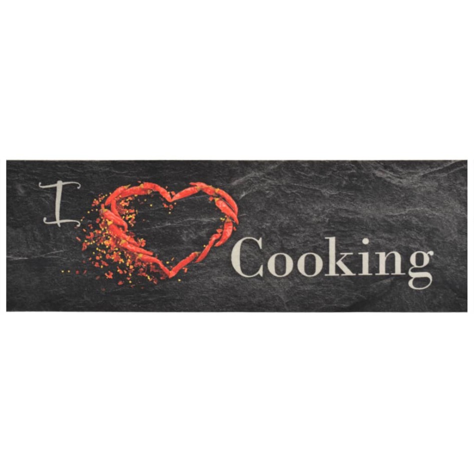 Alfombra de cocina lavable terciopelo Cooking negro 60x180