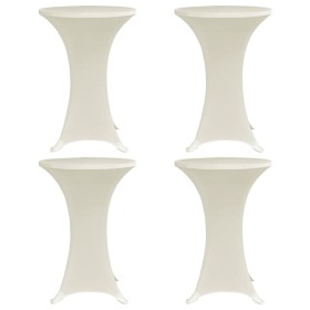 Mantel elástico para mesa alta 4 unidades color crema Ø60