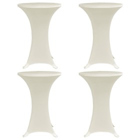 Mantel elástico para mesa alta 4 unidades color crema Ø80