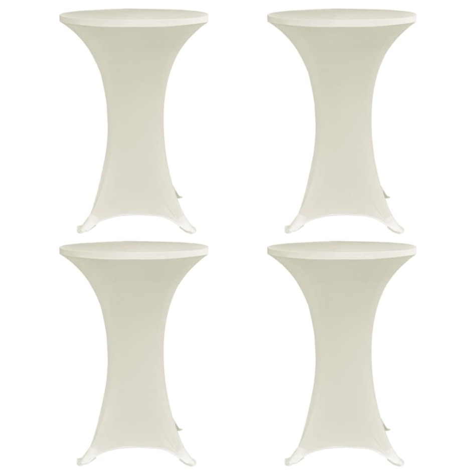 Mantel elástico para mesa alta 4 unidades color crema Ø80