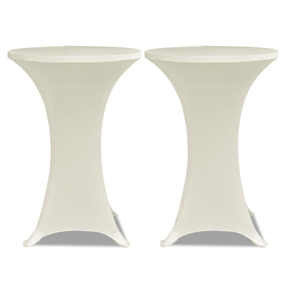 Mantel elástico para mesa alta 4 unidades color crema Ø80