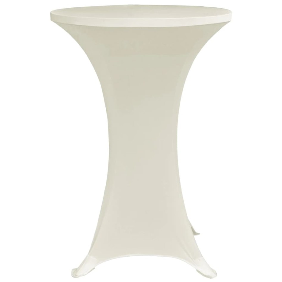 Mantel elástico para mesa alta 4 unidades color crema Ø80