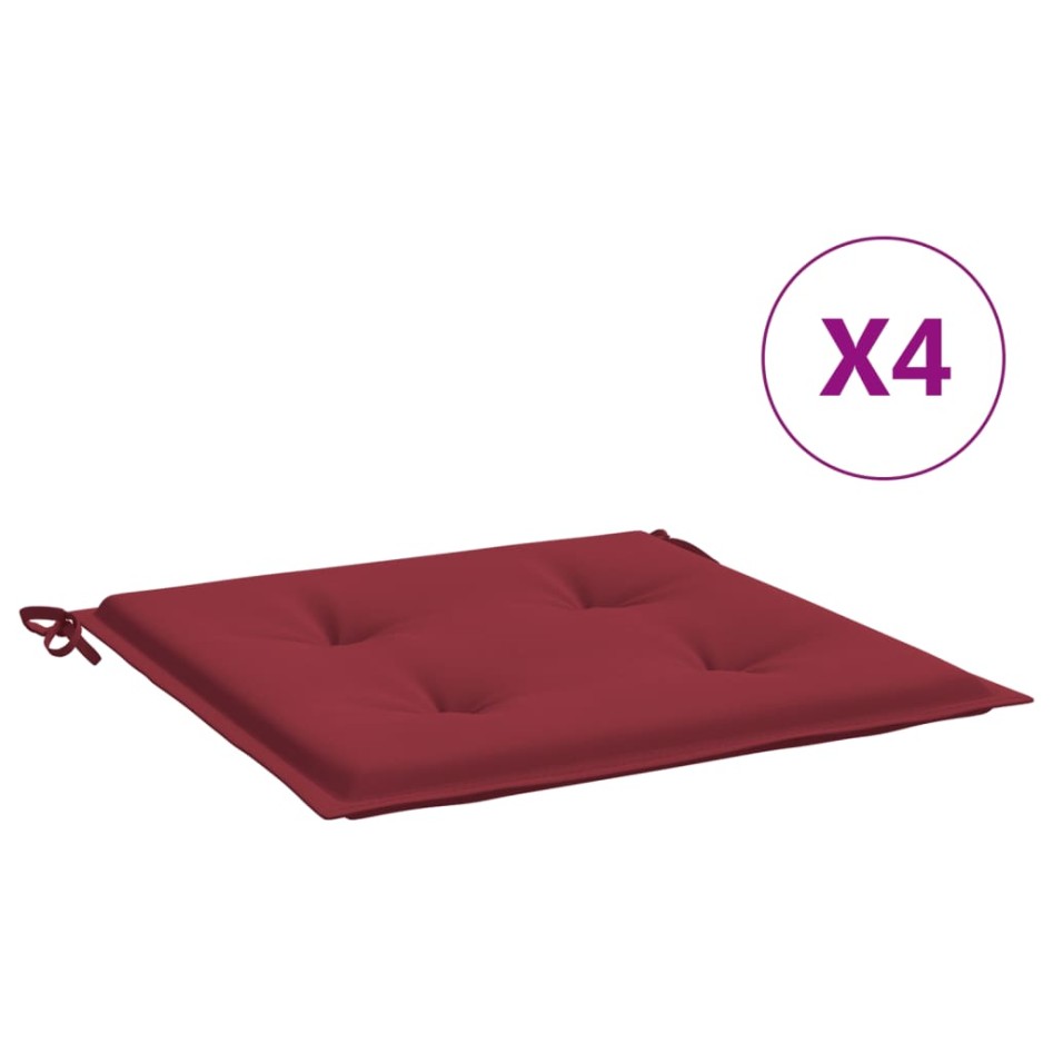 Cojines silla de jardín 4 uds tela Oxford rojo tinto 50x50x3