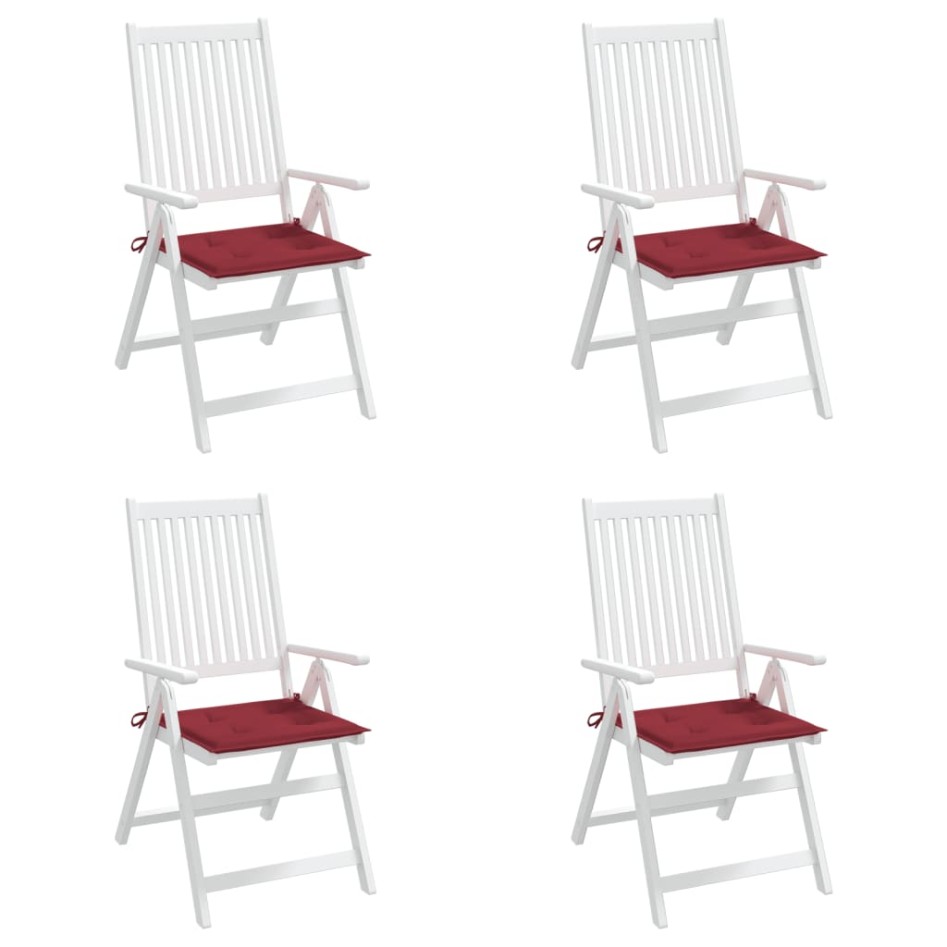 Cojines silla de jardín 4 uds tela Oxford rojo tinto 50x50x3
