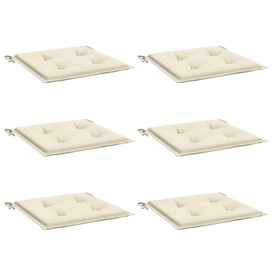 Cojines de silla de jardín 6 uds tela Oxford crema 50x50x3