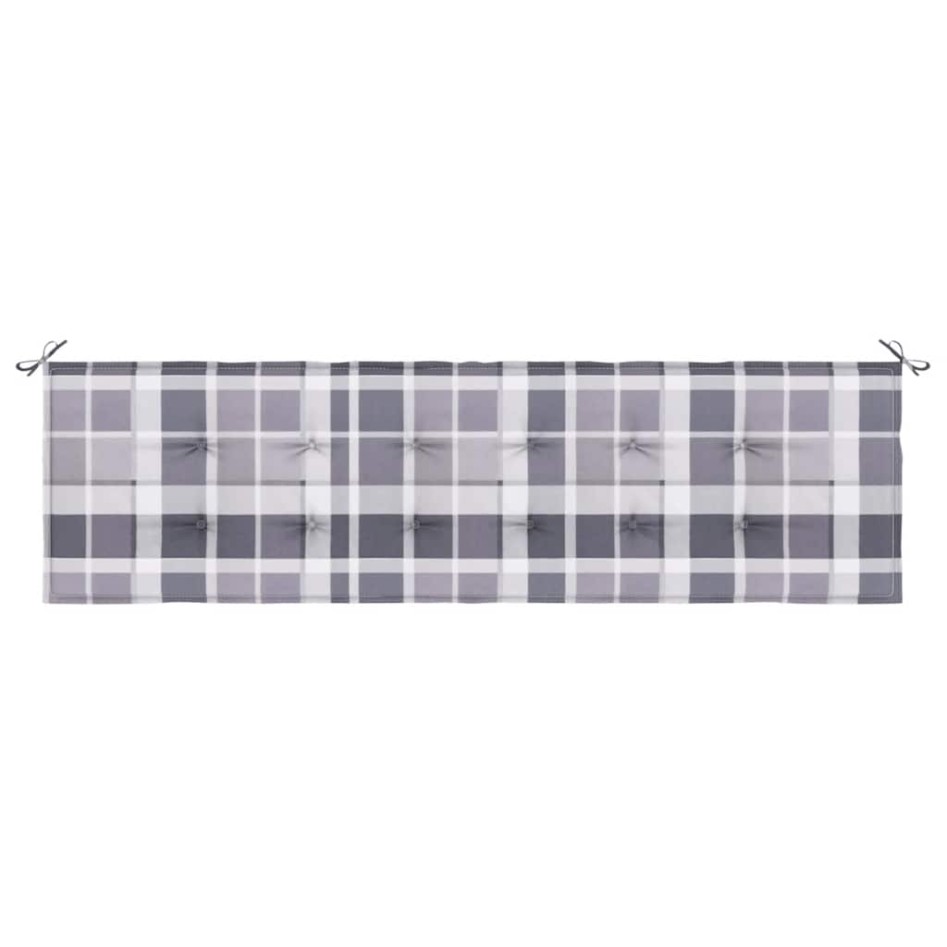 Cojín de banco de jardín tela Oxford a cuadros gris 180x50x3