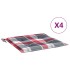 Cojines de silla de jardín 4 uds tela a cuadros rojo 50x50x3