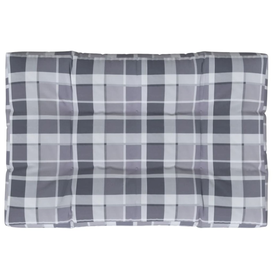 Cojín para sofá de palets de tela a cuadros gris 120x80x12