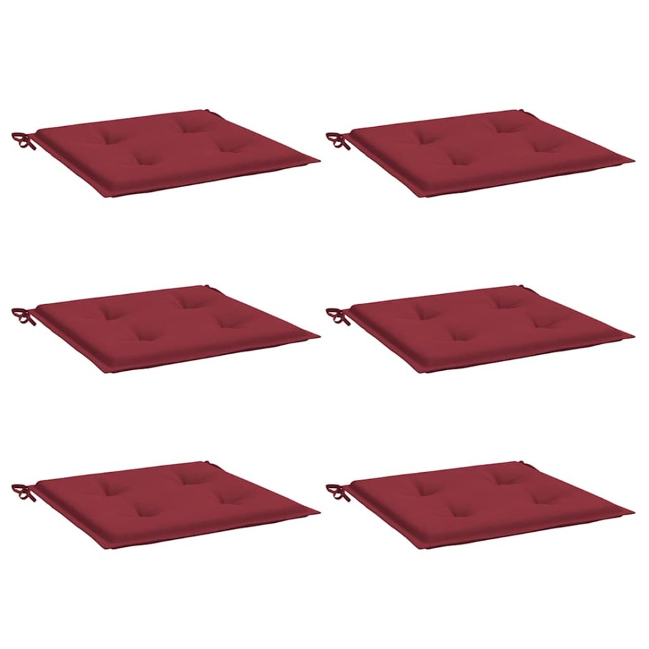 Cojines silla de jardín 6 uds tela Oxford rojo tinto 40x40x3